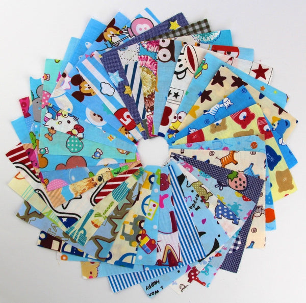 Bundle Of 30 100% Cotton 4” x 4” Fabric – Cartoons Collection