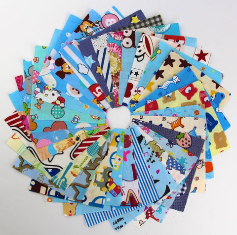 Bundle Of 30 100% Cotton 4” x 4” Fabric – Cartoons Collection