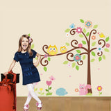Cute Owl Tree Wall Decal Kindergarten