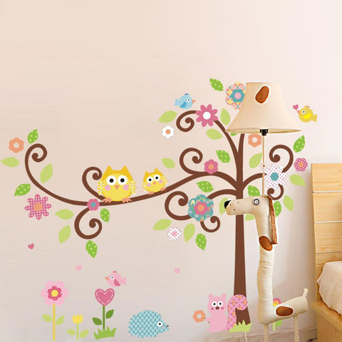 Cute Owl Tree Wall Decal Kindergarten